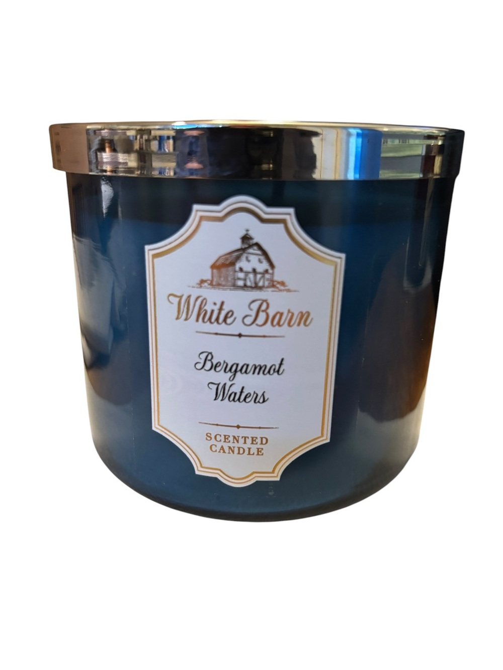 Bath & Body Works White Barn 3-Wick Scented Candle - Bergamot Waters Blue